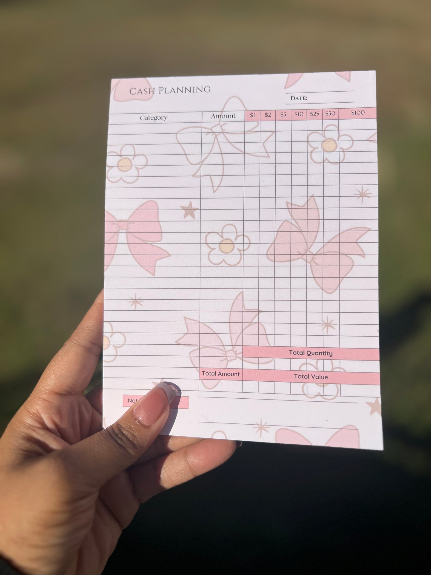 Cash Planning Notepad