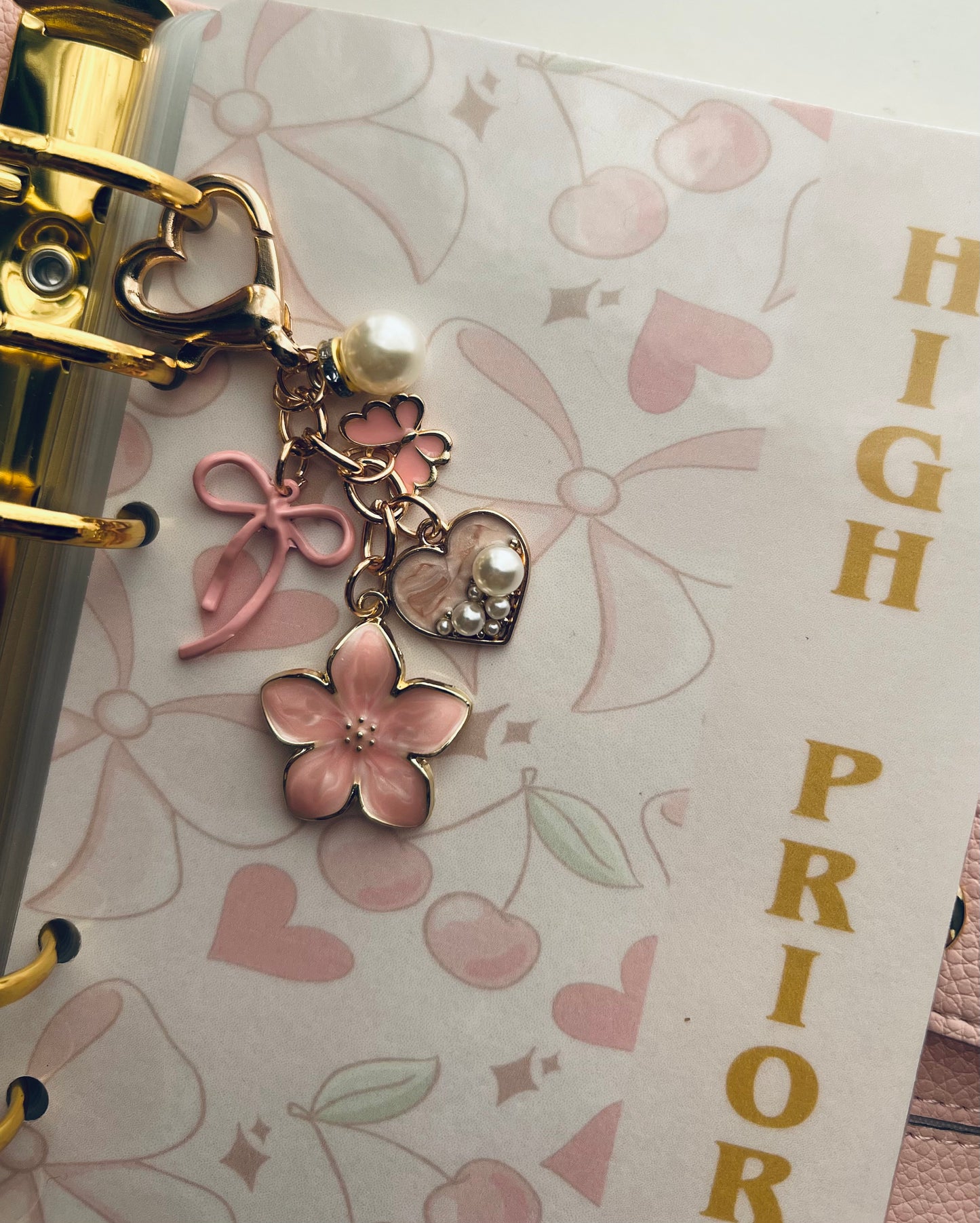 Pink Bow Floral Charm