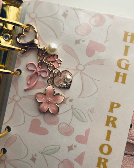 Pink Bow Floral Charm